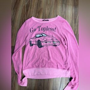 Wildfox Pink 'Go Topless' Car Graphic Sweater